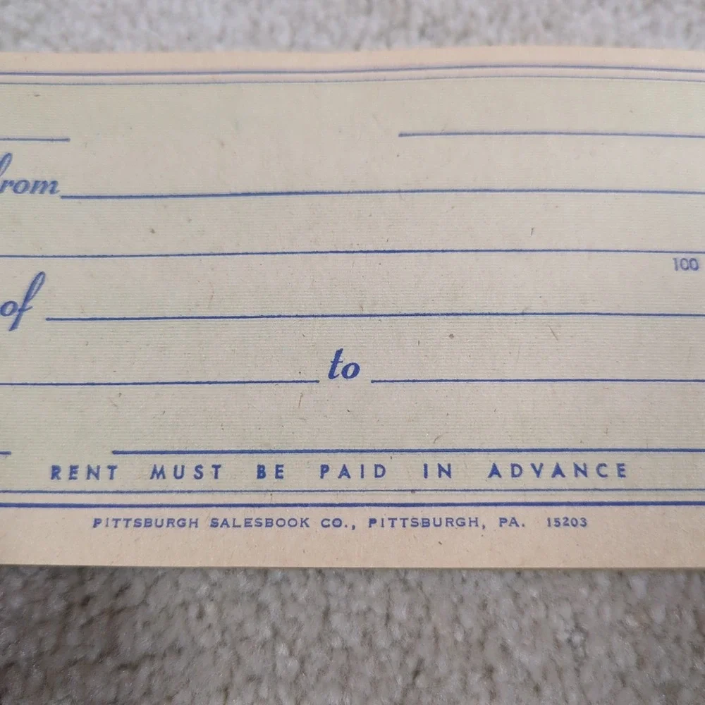 Steel City Rent Receipt Book No. 193 Used With Carbon‎ Paper Vintage 50s 60s